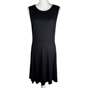 Donna Ricco Fit and Flare Sleeveless Dress LBD Black Stretch Knit  Knee Length L